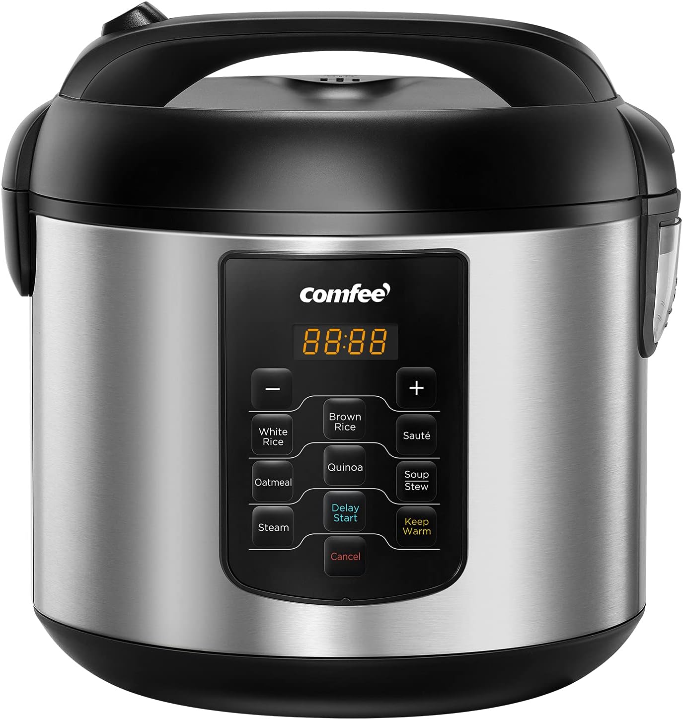 COMFEE' Rice Cooker, 8-in-1 Stainless Steel Multi Cooker, Slow Cooker, Steamer, Saute, and Warmer, 5.2 QT, 20 Cups Cooked, Brown Rice, Quinoa and Oatmeal, 8 One-Touch Programs