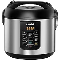 COMFEE' Rice Cooker 10 cup Uncooked/20 cup Cooked , Rice Maker, Steamer, Saute, Steamer and Warmer, 5.2 QT Large Capacity, Br