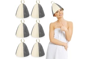 Jiuguva 6 Pcs Sauna Hats Wool Sauna Hats Russian Hat for Banya Women Shower Accessories(White and Gray)