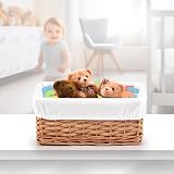 Woodluv Brown Wicker Storage Basket with Off White Lining Small view 3