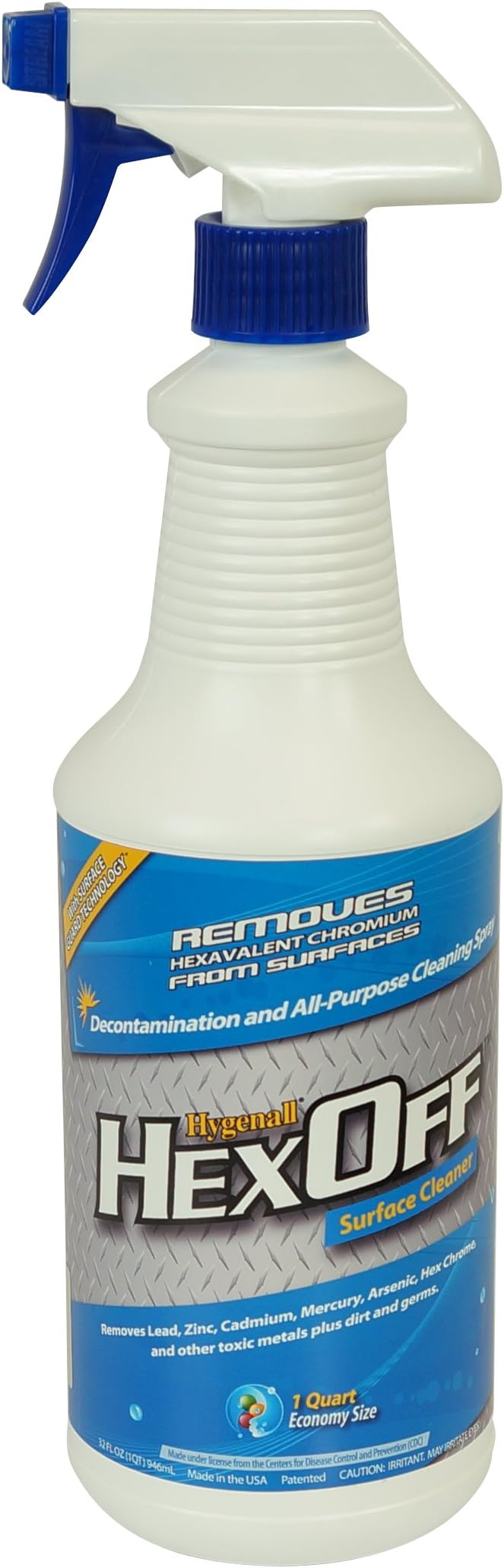 Hygenall HXLS9001Q HexOff Heavy Metal Surface Decontamination Spray, 1-Quart Spray Bottle