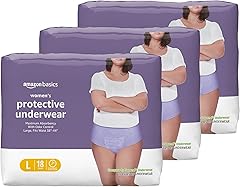 Amazon Basics Incontinence Underwear for Women, Protective, Disposable, Postpartum, Maximum Absorbency, Large, Lavender, 54 C