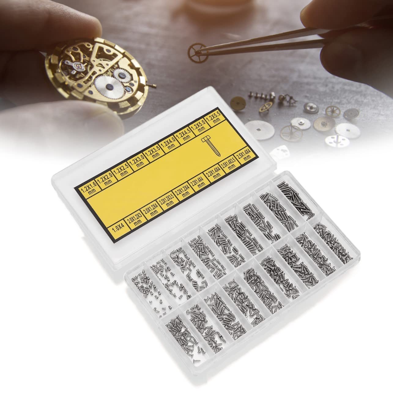 Steel Watch Screw,Multi-size Watch Back Cover Repairing Screw Box Kit,Professional Watch Repairing Tool,for Watch Makers