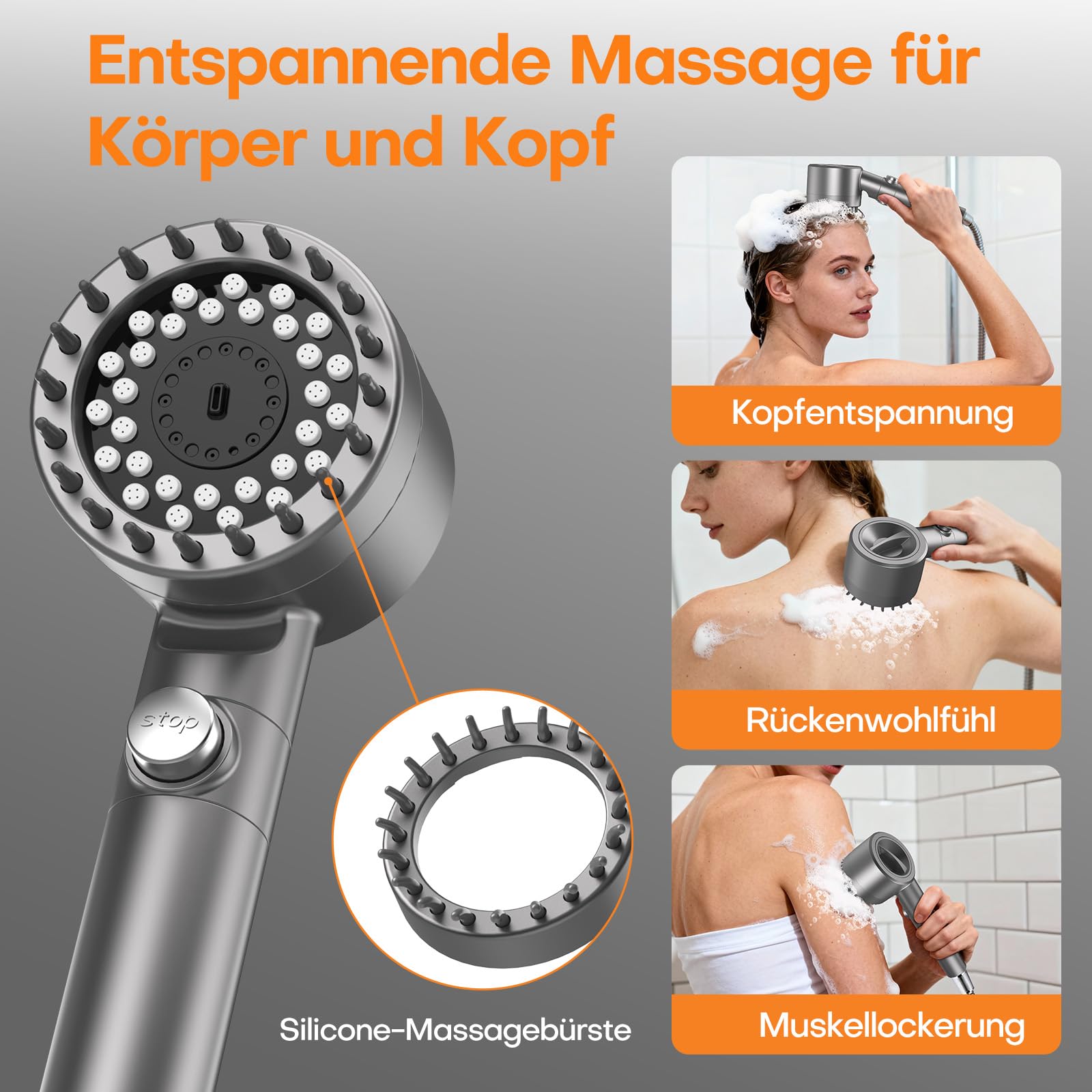 FEELSO Hochdruck-Duschkopf mit 15-Schicht-Filter und Anti-Verstopfungsdüsen 5