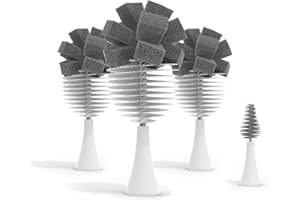 NANOBÉBÉ Nanobebe Baby Bottle Cleaner Replacement Heads - for E-Brush Electric Rechargeable Bottle Cleaning Brush and Flexy Brush in Gift Sets, for Baby Accessories, Pacifiers, and Sippy Cups - 4pk, Grey