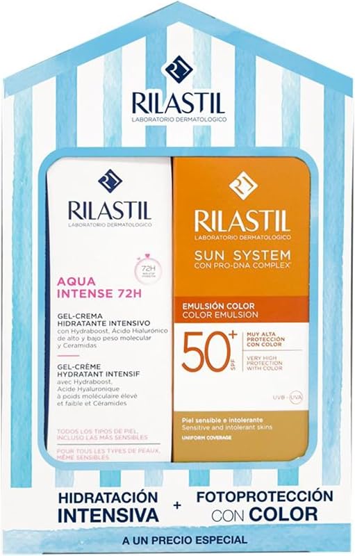 - Confezione Top Estate Emulsione Viso Colorata SPF50+ + Aqua Intense 72H, Fotoprotettiva Viso con Colore e Idratante con Acido Ialuronico - 40 ml + 40 ml