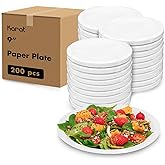 Karat [200 ct 9 Inch Disposable Paper Plates,Heavy-Duty Compostable Bulk Plates for Parties, Events | Grease Resistant, BPA-Free, Recyclable (White)