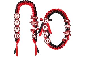 KIMKUSIA Red and Black Graduation Leis 2024 Graduation Lei Class of 2024 Money Ribbon Leis for Graduation 2024