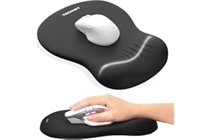 TECKNET Ergonomic Mouse Pad with Wrist Support, Mousepad with Concave Middle Memory Foam Wrist Rest and Non-Slip Base, Smooth