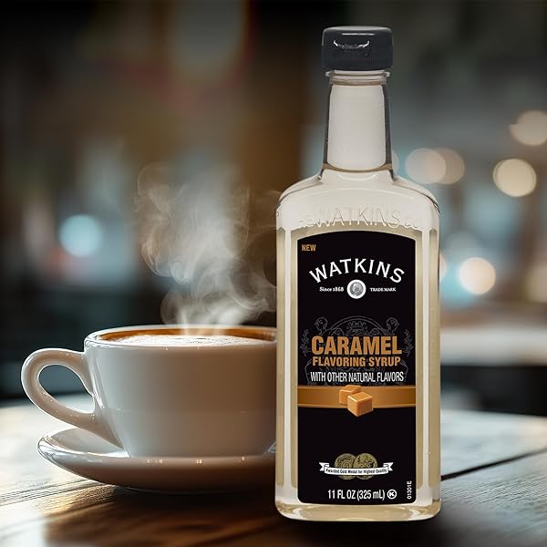 WATKINS CARAMEL COFFEE FLAVORING SYRUP, 11 OUNCE