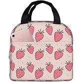 Strawberry Reusable Insulated Lunch Bag For Women Men Waterproof Tote Lunch Box Thermal Cooler Lunch Tote Bag For Work Office Travel Picnic