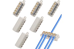 Linkstyle 6PCS 10 AWG Wire Connector Nut Kit, 60A 16-10 Gauge Screw-Fixed Type Quick Wiring Splicing Compact Brass Terminal Butt Connectors, Waterproof Wire Splice (1 in 4 Out)