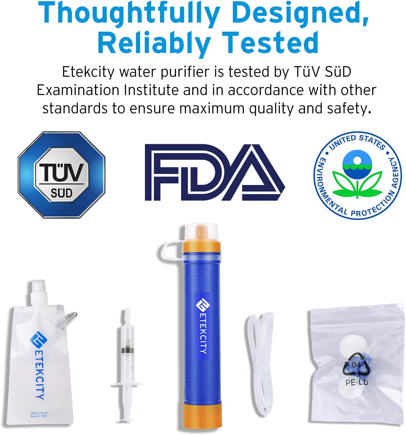 Etekcity Water Filter Straw Camping Water Purification Portable Water Filter Survival Kit for Camping, Hiking, Emergency, Hurricane : Sports & Outdoors