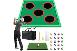 GENERIC Golf Game Play Set, Golf Chipping Cornhole Game for Adults with 1 Club, 5 Hole Covers, 20 Balls, Putting Mat & Carry Bag, Indoor Outdoor Lawn Backyard Gifts for Men