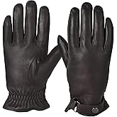 POONWEI Genuine sheepskin leather men's gloves, winter warm cashmere lined driving motorcycle gloves