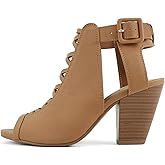 Soda Taking ~ Women Open Toe Low Heel Gladiator Sandal with Adjustable Ankle Strap