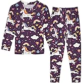 Unicorn Decorated Rainbow Pattern Boys Girls Pajamas Long Sleeve 2 Piece Cotton Suit