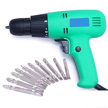 ADAWAT 10 mm Electric Screwdriver Cum Drill Machine with Torque Setting Facility and S2 65mm Hex Shank PH2, 10mm Drywall Screw Gun (Corded)