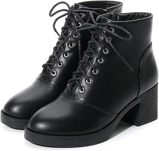 Amazon Yj6x ショートブーツ レディース レースアップ 黒 厚底 太ヒール 編み上げ ファスナー付 黒 大きいサイズ レースアップブーツ 歩きやすい 編み上げブーツ ハイヒール 6cmヒール 厚底ブーツ 厚底靴 袴 ヒールブーツ ショート丈 Yj6x ブーツ ブーティ