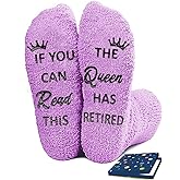 PartyGalore Retirement Socks for Women, Unique Retirement Gift Idea for Woman, Retired Funny Socks Retired Queen Gifts Purple