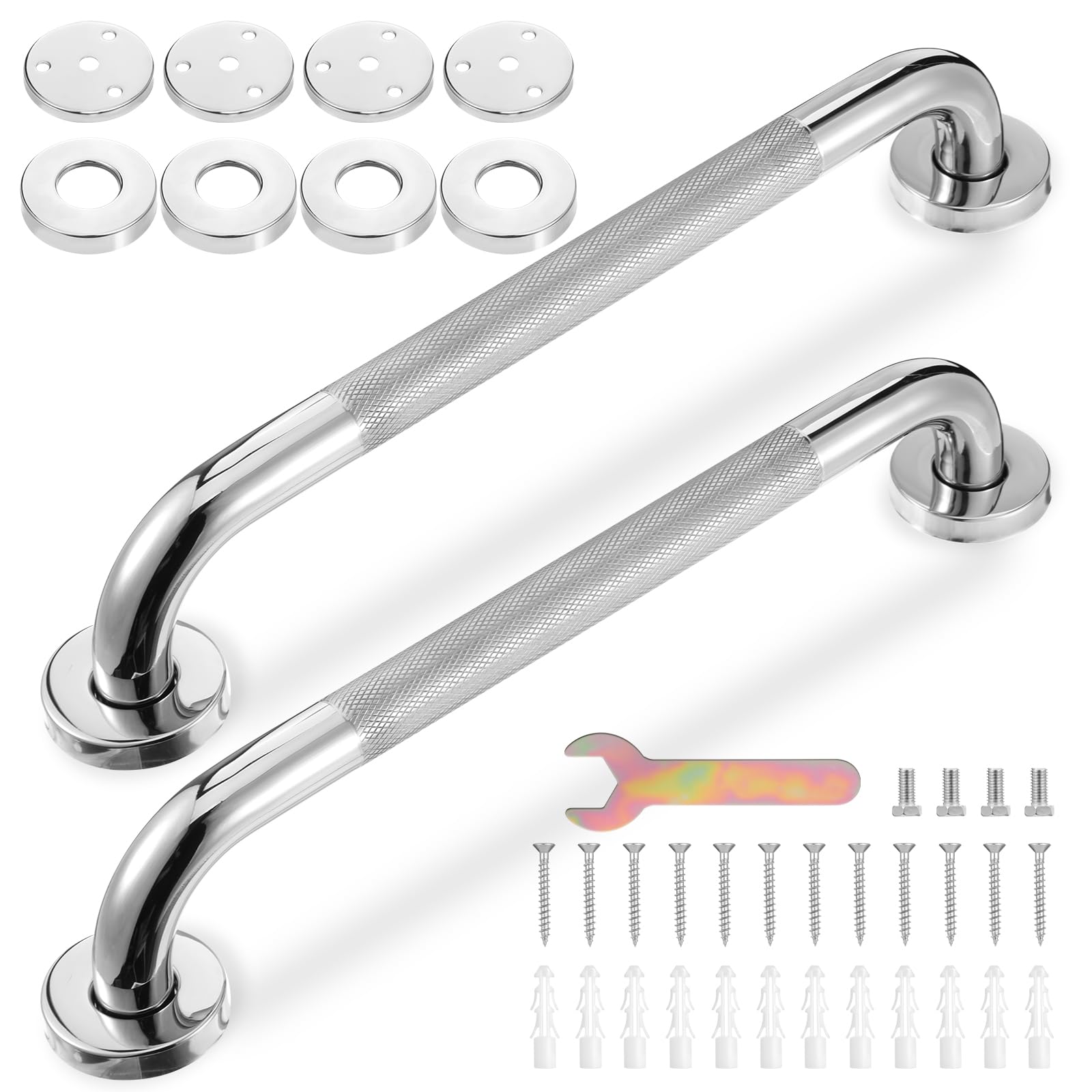 Photo 1 of 2 Pack Grab Bars for Bathtubs and Showers 16 Inch Safety Bathroom Shower Grab Bar for Seniors, Stainless Steel Anti-Slip Grabs Bars Shower Handles for Elderly and Handicap