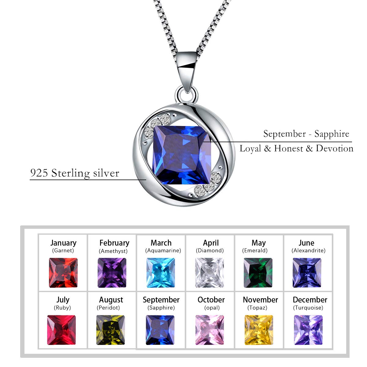 Aurora Tears Created-Sapphire Pendant September Birthstone Necklace for Women 17.7\