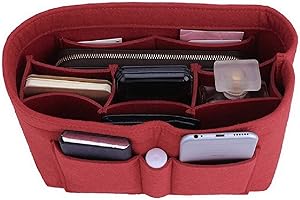 ZTUJO Purse Organizer Insert, Felt Bag Organizer For Handbag Purse Organizer,13 Colors, 6 Size(Small, Red)