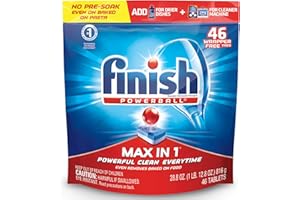 Finish - Max in 1-46ct - Dishwasher Detergent - Powerball - Dishwashing Tablets - Dish Tabs - No Need to Unwrap