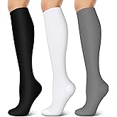 3 Pairs Compression Socks for Women & Men 15-20 mmHg- Best Support for Nurses, Running, Hiking, Recovery & Flight Socks