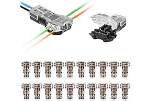 TOKCKYBL T Tap Wire Connectors - 20Pack Solderless 3 Way 2 Pin Low Voltage Quick Splice Connectors for 22-20 AWG Wires, Automotive, LED Strips, Audio/Video Installation