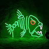 LIUOZHTEA Fish Neon Sign LED Skeleton Fish Neon Light for Wall Decor Dimmable Green Fish Bones Light Up Sign for Living Room Game Room Restaurant Man Cave Art Wall Decoration (16.7 ''*12.8 '')