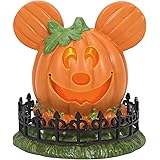 Department 56 Disney Village Halloween Accessories Pumpkintown Mickey Mouse Town Center Lit Figurine, 4 Inch, Multicolor
