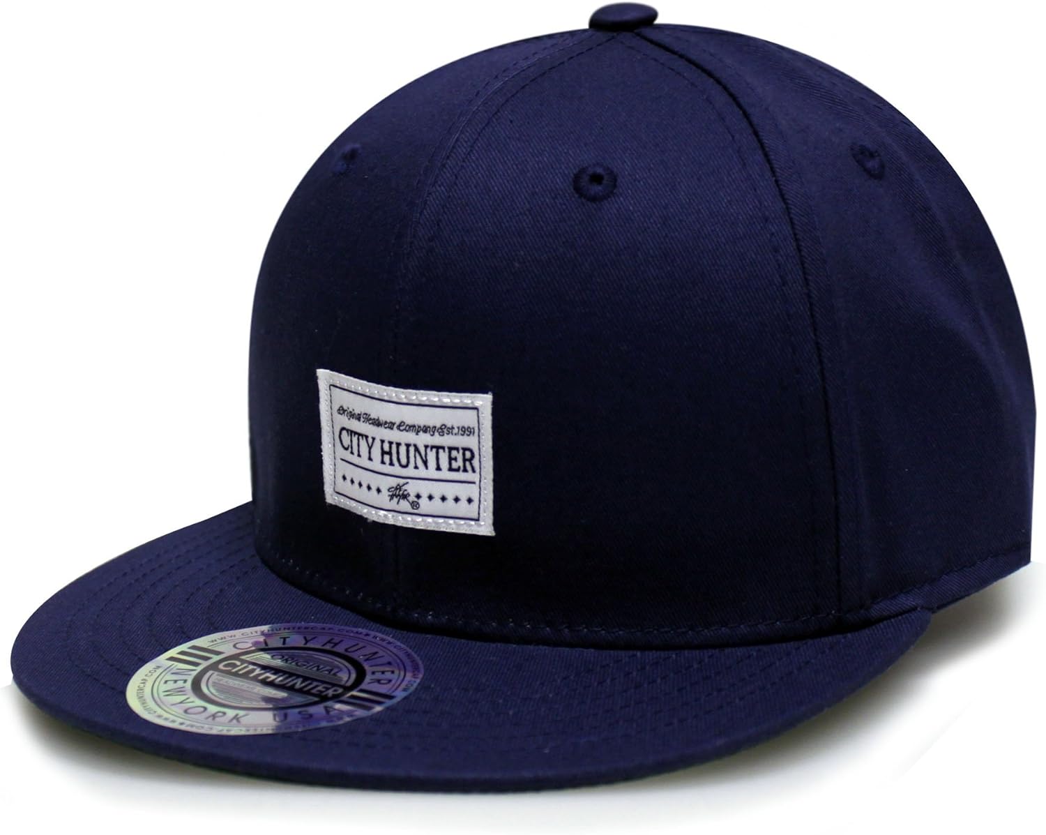 City Hunter Ef100 Plain Cotton Snapback Cap Navy at Amazon Men’s