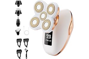 BESTMAL Electric Razors for Women, 5D Facial Hair Removal, 5-in-1 Wet/Dry Bikini Trimmer, Electric Shaver for Women, Rechargeable Face Shaver for Arms Legs Armpit Pubic Area, Painless Womens Grooming Kit