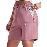 Haimont Women's 7" Hiking Cargo Shorts Quick Dry Lightweight Stretch UV Protection with Zipper Pockets Travel Camping