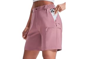 Haimont Women's 7" Hiking Cargo Shorts Quick Dry Lightweight Stretch UV Protection with Zipper Pockets Travel Camping