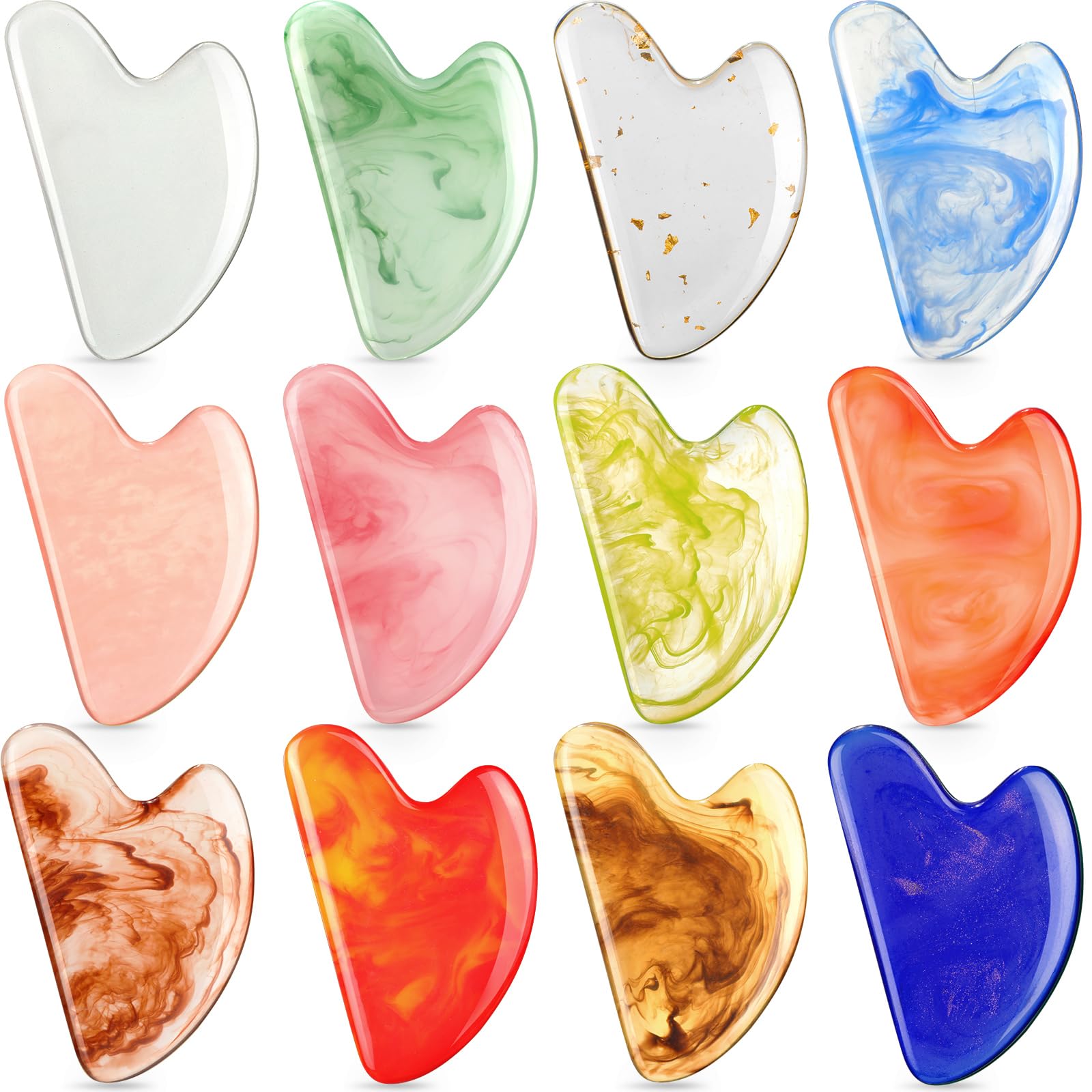 Photo 1 of Sherr 5 Pcs Gua Sha Facial Tools Resin Heart Shaped Massage Guasha Tool for Face Guasha Board for Spa Women Body Skin Care Reduce Muscle Tensions, 5 Colors(Fresh Color)
