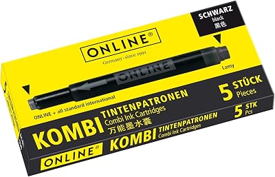 Online Double-Sided Black Ink Cartridges Universal Fountain Pens 5 Refills