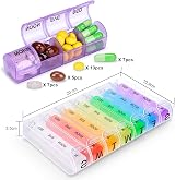 Alyvisun 7 Day Pill Box Organiser 28 Compartments Portable Travel view 7
