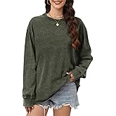 Wrenpies Oversized Long Sleeve Shirts for Women Acid Wash Tshirts Loose Fit Vintage Casual Basic Baggy Cozy Crewneck Tops
