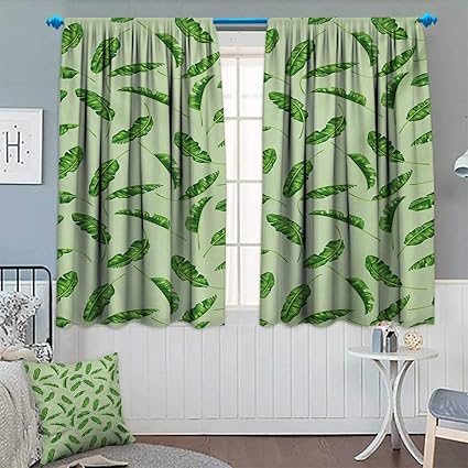 Amazon Com Jungle Window Curtain Fabric Palm Leaves Oceanic