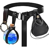 SUMGOGO 4 Pcs Halloween Renaissance Belt Pouch Witch Bottle Skirt Hikes Medieval Viking Pirate Leather Belt Costume Set