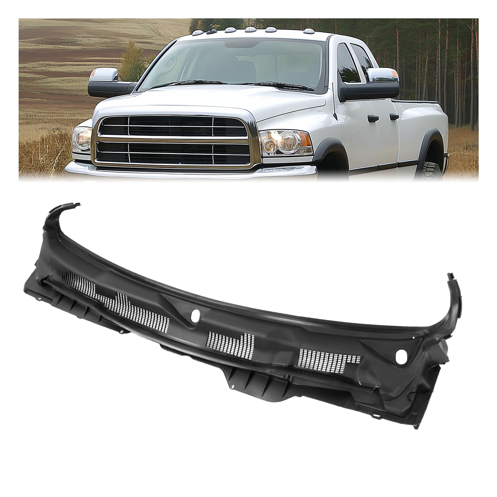 Photo 1 of JMTAAT Windshield Wiper Cowl Panel Grille Compatible with 2009-2018 Dodge Ram 1500 2500 3500 & 2019-2024 Ram 1500 Classic Replacement for 55112305AB 55112305AC 55112305AD Air Inlet Window Cover