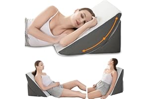 MIOTO Wedge Pillow Headboard for Sleep Apnea Acid Reflux Pillow for After Surgrey, 12 Inch Adjustable Memory Foam Wedge Pillow for Back Pain Relief