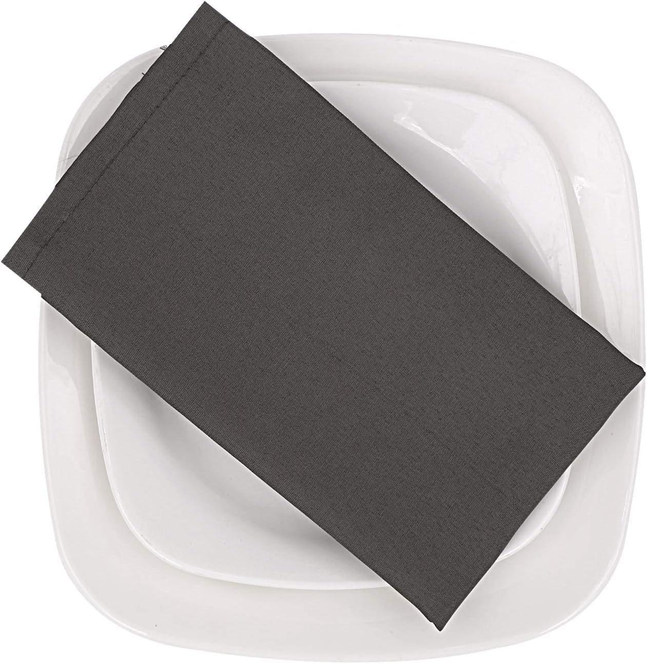 Ruvanti Table Cloth Napkins [12 Pack] Polyester Napkins/Reusable Dinner Napkins .Charcoal Grey Fabric Napkins Good for Weddings,Cocktail Parties, Holiday Dinner,Coffee Gatherings & Restaurant.: Home & Kitchen