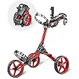 Caddytek CaddyLite Compact 3-Wheel Golf Push Cart – Lightweight Folding Golf Trolley with Hand Brake, EVA Wheels, Umbrella Holder, Storage Console, and Travel-Ready Design