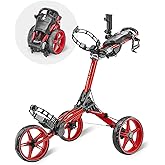 Caddytek CaddyLite Compact Golf Push Cart - Lightweight Aluminum 3-Wheel Foldable Golf Bag Cart with Quad-Fold System, EVA Wheels, Adjustable Handle, Brake, Mesh Net, Umbrella & Drink Holder