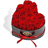 Otuo 16 Preserved Roses in Heart-Shaped Box, Flowers for Delivery Prime Last up 2 Years, Real Forever Flowers for Wife, Girlfriend, Mother, Eternal Roses for Anniversary - Red