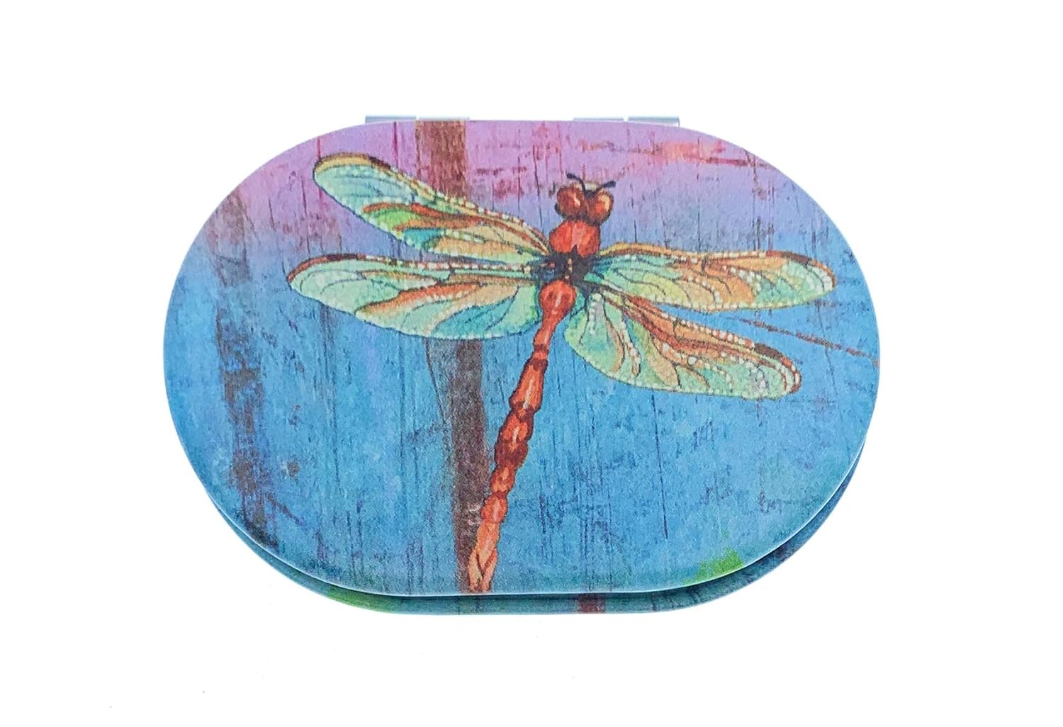 Value Arts Colorful Dragonfly Purse Compact Travel Makeup Mirror and Magnification, Oval - 3 Inches Long
