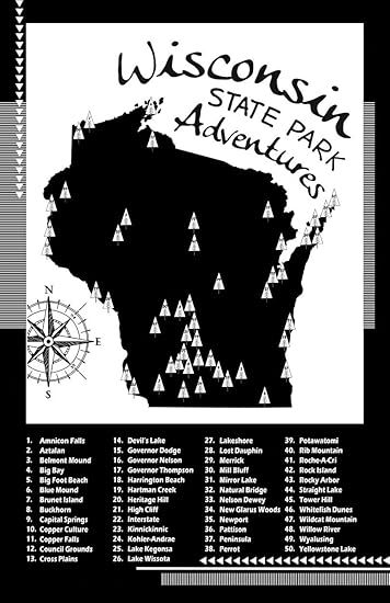 wi state parks map Wisconsin State Parks Checklist Map Poster Paper 11x17 Amazon wi state parks map